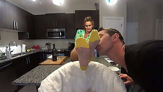 Horny Step Son Licks My Attractive Fogged up Nylon Soles! (FULL Video) 1080p HD